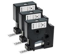 Thboxes 3 Pcs Ruban pour Étiqueteuse 12mm x 7m, Compatibles avec Dymo D1 45013 Étiquettes Autocollantes Rechange pour LabelManager 150 160 210D 280 350 420P LabelPoint 150 350, Noir sur Blanc