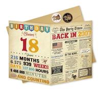Thboxes Carte d'anniversaire de 18 ans pour filles et garçons, décoration amusante de 18e anniversaire pour fils et filles, carte rétro de 18 ans pour elle, lui, vintage chic, 21,5 x 28 cm