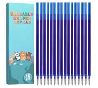 Thboxes Lot de 16 recharges de rechange effaçables 0,7 mm, compatibles avec les stylos gel Legami, bleues, avec encre effaçable, hauteur : 13 cm