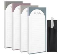 Thboxes Lot de 4 blocs-notes magnétiques pour réfrigérateur, 50 feuilles magnétiques pour liste de courses avec étui à stylos