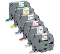 Thboxes Lot de 6 rouleaux de ruban d'étiquettes 12 mm TZe-231 TZe-431TZe-531TZe-631 TZe-731 compatible avec Brother P-Touch H100LB/H105/H107B/D210/E110/D400/D600VP/1000/1010/1280. Noir sur Blanc/Rouge