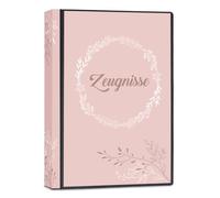 Thboxes Porte-certificats, format A4, avec 40 pochettes transparentes, porte-documents, pour filles, garçons, adultes, certificats, certificats, diplômes, couverture avec poche (rose, motif couronne)