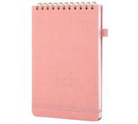 Thboxes Top Spiral Notebook 6×9 Pink Fabric Cover， 80 Sheets of 100 GSM Thick Paper, Lay Flat Notepad with Elastic Band and Pen Holde for Writing Notes Work School.