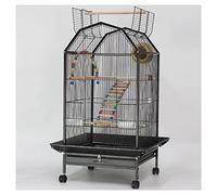 THCSY Cage à Oiseaux, Grande Luxe Métal Cage à Perroquet, avec Support Roulant, Poteau Debout, mangeoire, Accessoires de Jouets, pour perruches et perroquets Gris d'Afrique, 45,5x45,5x97 cm