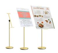 THCTYRP Panneau debout, support de panneau pour l'extérieur, hauteur du panneau réglable 60-100, hauteur réglable 100-190 cm, hauteur du support d'écran 135-160, fond rond Φ28 cm (doré)