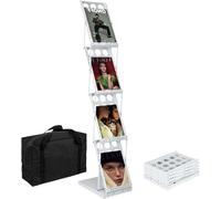 THCTYRP Porte-catalogues, porte-revues, support de données A4 pliable à 4 couches, porte-brochures simple face, porte-revues de mode vertical au sol