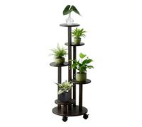 THCTYRP Support de fleurs haut et bas en bambou, support de fleurs disques, support de pot de fleurs avec roulettes pour balcon de salon, support de fleurs d'intérieur