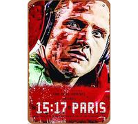 The 1517 to Paris Movie Plaque en métal 20,3 x 30,5 cm Décoration murale vintage rétro
