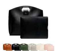 The 2-Piece Set: Sophisticated Business Waterproof Leather Laptop & Tote Set, 14-16 Inch Retro Laptop Bag for Women (Black)