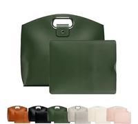 The 2-Piece Set: Sophisticated Business Waterproof Leather Laptop & Tote Set, 14-16 Inch Retro Laptop Bag for Women (Green)