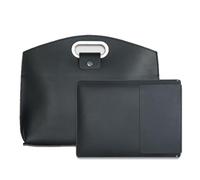 The 2-Piece Set: Sophisticated Business Waterproof Leather Laptop & Tote Set,14-16" Work Tote Bag Briefcase for Women (Black)