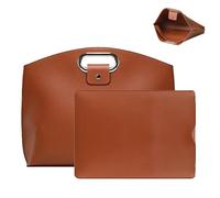The 2-Piece Set: Sophisticated Business Waterproof Leather Laptop & Tote Set, 14-16in 2PCS Laptop Bag for Women (Brown)