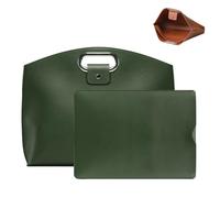 The 2-Piece Set: Sophisticated Business Waterproof Leather Laptop & Tote Set, 14-16in 2PCS Laptop Bag for Women (Green)