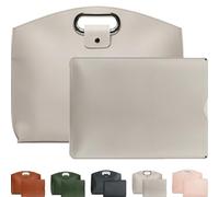 The 2-Piece Set, Sophisticated Business Waterproof Leather Laptop & Tote Set For 14-16 Inch (white)