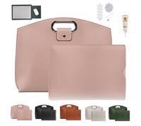 The 2-Piece Set: Sophisticated Business Waterproof Leather Laptop & Tote Set, Large Capacity, 14-16in Bag for Laptops Cases, as Christmas Gifts, Waterproof, Lightweight (Pink)