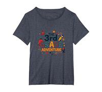 The 3rd Grade Adventure: Space & Science Fun, 3e année T-Shirt, Femme Grandes Tailles, Bleu Chiné, 5X