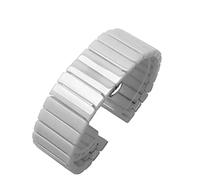 The 5 Shop Bracelet de montre élégant en céramique - 20 mm - 22 mm - Blanc - Fermeture rapide - Unisexe - Avec fermoir papillon, 22mm