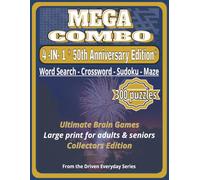 The 50th Book Collector’s Edition: The Ultimate 4-in-1 Giant Print Puzzle Book: 300 Brain Games for Adults & Seniors: 100 Word Search, 100 Crosswords, ... Solutions | Large Print Variety Activity Book