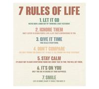 The 7 Rules of Life Print - Minimalist Motivational Poster, Framed Wall Art Ready to Hang, Modern Decor for Living Room, Bedroom or Office(Framed,12x18inch(30x45cm))