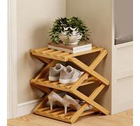 The 9-Tier No-Assembly Bamboo Rack - Foldable Accordion Corner Shoe Shelf, Space-Saving Multifunction Storage Rack for Corridors, Bedrooms and Small Spaces, Sturdy & Stable, Stylish (Style a,3)
