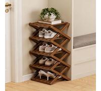 The 9-Tier No-Assembly Bamboo Rack - Foldable Accordion Corner Shoe Shelf, Space-Saving Multifunction Storage Rack for Corridors, Bedrooms and Small Spaces, Sturdy & Stable, Stylish (Style B,5)