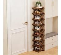 The 9-Tier No-Assembly Bamboo Rack - Foldable Accordion Corner Shoe Shelf, Space-Saving Multifunction Storage Rack for Corridors, Bedrooms and Small Spaces, Sturdy & Stable, Stylish (Style B,9)