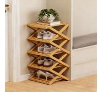 The 9-Tier No-Assembly Bamboo Rack - Foldable Accordion Corner Shoe Shelf, Space-Saving Multifunction Storage Rack for Corridors, Bedrooms and Small Spaces, Sturdy & Stable, Stylish (Style a,5)