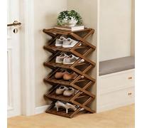 The 9-Tier No-Assembly Bamboo Rack - Foldable Accordion Corner Shoe Shelf, Space-Saving Multifunction Storage Rack for Corridors, Bedrooms and Small Spaces, Sturdy & Stable, Stylish (Style B,6)