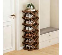 The 9-Tier No-Assembly Bamboo Rack - Foldable Accordion Corner Shoe Shelf, Space-Saving Multifunction Storage Rack for Corridors, Bedrooms and Small Spaces, Sturdy & Stable, Stylish (Style B,7)