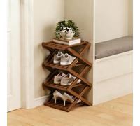 The 9-Tier No-Assembly Bamboo Rack - Foldable Accordion Corner Shoe Shelf, Space-Saving Multifunction Storage Rack for Corridors, Bedrooms and Small Spaces, Sturdy & Stable, Stylish (Style B,4)