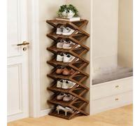 The 9-Tier No-Assembly Bamboo Rack - Foldable Accordion Corner Shoe Shelf, Space-Saving Multifunction Storage Rack for Corridors, Bedrooms and Small Spaces, Sturdy & Stable, Stylish (Style B,8)