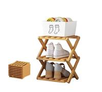 The 9-Tier No-Assembly Bamboo Rack, Foldable Accordion Shoe Rack for Small Spaces - Rock-Solid Stable Storage Organiser Holds 10+ Pairs, Slim Shoe Shelf for Entryway, Hallway (Nature,3Tier)