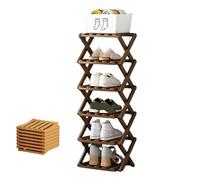 The 9-Tier No-Assembly Bamboo Rack, Foldable Accordion Shoe Rack for Small Spaces - Rock-Solid Stable Storage Organiser Holds 10+ Pairs, Slim Shoe Shelf for Entryway, Hallway (Brown,6Tier)