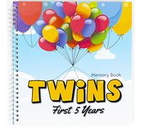 The Adventure Edition | Twins First 5 Years Memory Book avec autocollants | Album photo Milestone pour maman et papa | Newborn Hard Cover Journal | Personnalisé Keepsake Scrapbook Diary
