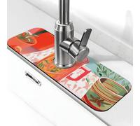 The Afternoon Tea Tapis de robinet d'évier de cuisine, orange super absorbant à séchage rapide pour cuisine, salle de bain, 38,1 x 14 cm