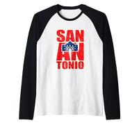 The Alamo on San Antonio, Lettres en Gras, Texan Pride Vintage Manche Raglan