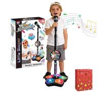The All-in-One Microphone Toy, 2026 New All in One Microphone Toy with Adjustable Stand, Echo Kids Microphone and Stand with Speaker & Colorful LED for Boys & Girls (Black)