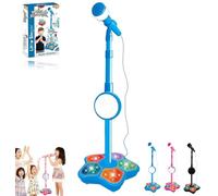 The All in-One Microphone Toy That Makes Every Day a Concert, 2026 New Karaoke Microphone Toy with Adjustable Stand, LED Lights, Christmas Birthday Gifts for Little Singers (Blue)
