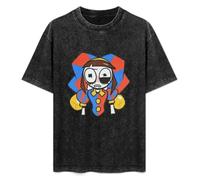 The Amazing Digital Circus Summer Casual Tee Short Sleeve Crew Neck Cotton Tops Unisex Washed Vintage T-Shirt Black XL