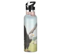 The American Flag Bird Farm Bouteille d'eau de sport étanche sans BPA avec pailles anti-fuite à double paroi isolée sous vide pour la maison/bureau/voyage/sport/école