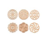 The Ancient Secret of Flower of Life Lot de 6 autocollants en métal Motif géométrique sacrée Doré rose