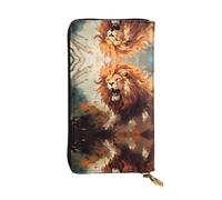 The Angry Lion Portefeuille en cuir imprimé 7,5 x 4,1 pouces de long porte-cartes de crédit portefeuille de voyage portable