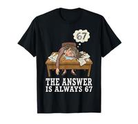 The Answer is Always 67 Math Teacher Meme 90s Retro Cartoon T-Shirt