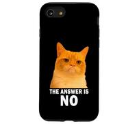 The Answer is No Funny Grumpy Orange Cat Meme Weird Cat Face Coque pour iPhone SE (2020) / 7/8