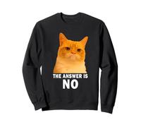 The Answer is No Funny Grumpy Orange Cat Meme Weird Cat Face Sweatshirt