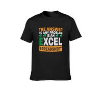 The Answer to Any Problem is an Excel Spreadsheet Tax Day T-Shirt Mens Unisex Tee Black L