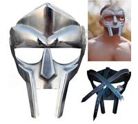 THE ANTIQUE HOUSE MF Doom Masque de gladiateur, méchant fou, 18 g doux, acier, armure médiévale, forgé à la main, romain, armure, doom, masque d'Halloween