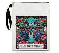 The Antisocial Butterfly Cover Book Cover, Book Lovers Gifts for Women Teen Wife Librarian Bookworm Bookish Teacher, Book Sleeve with Zipper Book Case Pouch Kindle Protector Sleeve -08