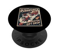 The Arctic Purrforce - Balade en traîneau avec Chats de Noël Vintage PopSockets PopGrip Adhésif