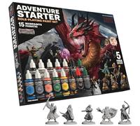 The Army Painter, GameMaster: Adventure Starter Role, 15 x 18ml Warpaints Fanatic peintures acryliques, incl. un Primer à appliquer au pinceau, 5 miniatures GRATUITES et 1 pinceau - Pour Warhammer